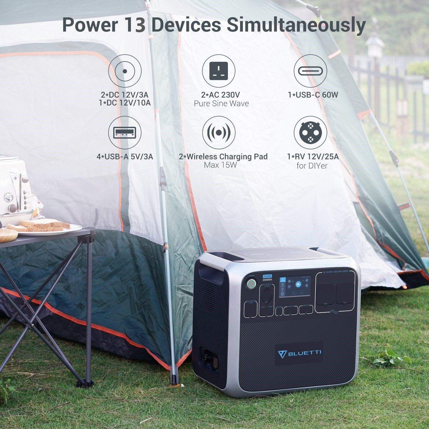 BLUETTI AC200P Portable Power Station +K5 CPAP Battery Backup